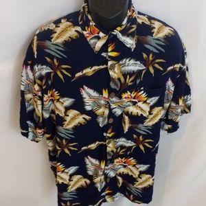 Pineapple Lava Blue Hawaiian Floral Shirt XL
